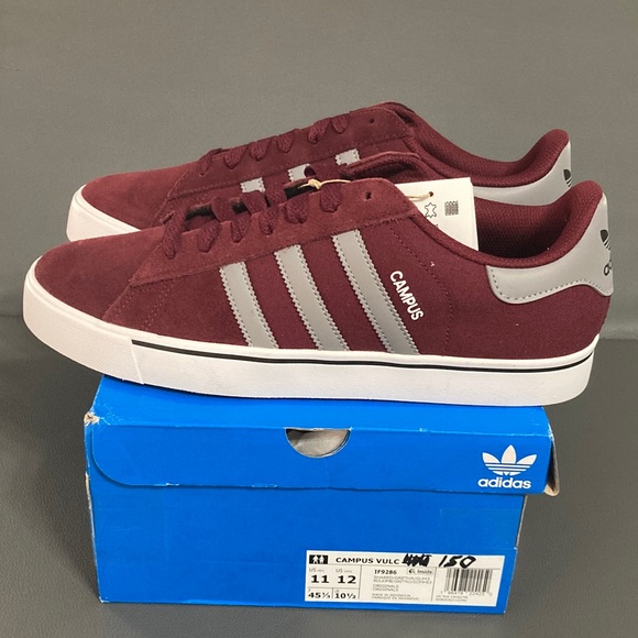Adidas Campus Vulc Burgundy and Gray Sneakers men’s 11 - Picture 1 of 7
